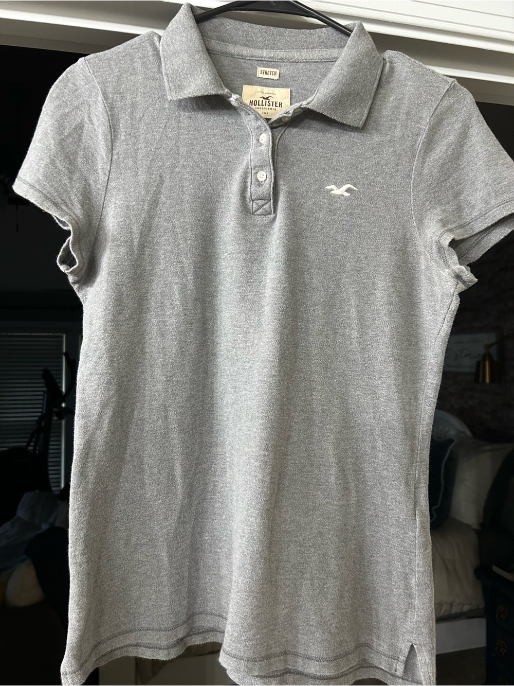 Hollister Girls' Light Gray Polo Shirt with Logo
